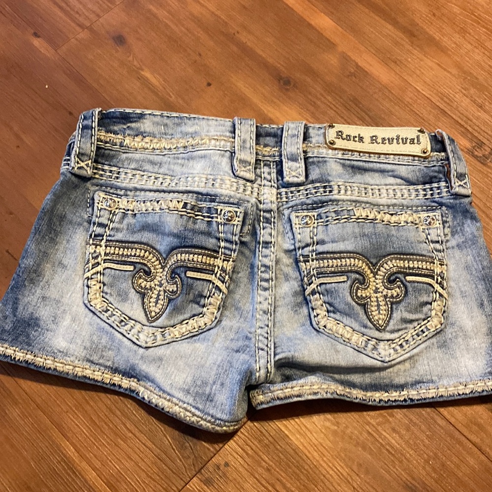 Rock Revival Light Blue Distressed Denim Jean Shorts